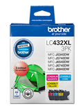 Brother LC432XL3PKS 3-Pack High Yield Ink Cartridge  containing cyan, magenta, and yellow